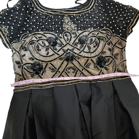 Nwt Aidan Mattox Boat Neck Short Sleeve Embellished Tafetta Dress size 12 - Picture 7 of 11